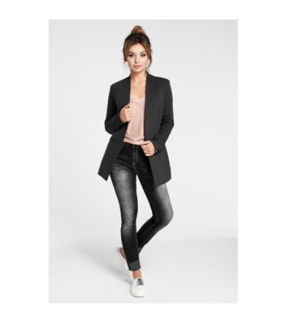 B030 Dzianinowy niezapinany żakiet - grafitowy