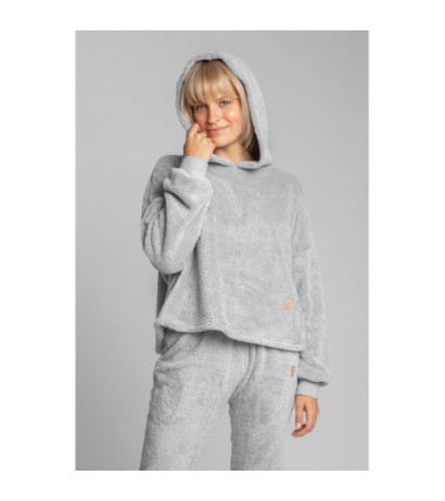 LA003 Pluszowa bluza z kapturem - popielata