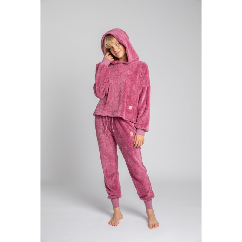 LA003 Pluszowa bluza z kapturem - wrzosowa