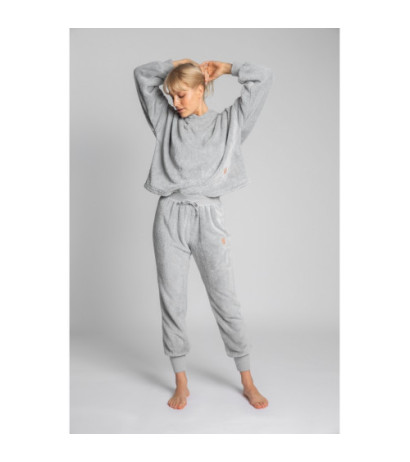 LA004 Pluszowe spodnie joggersy - popielate