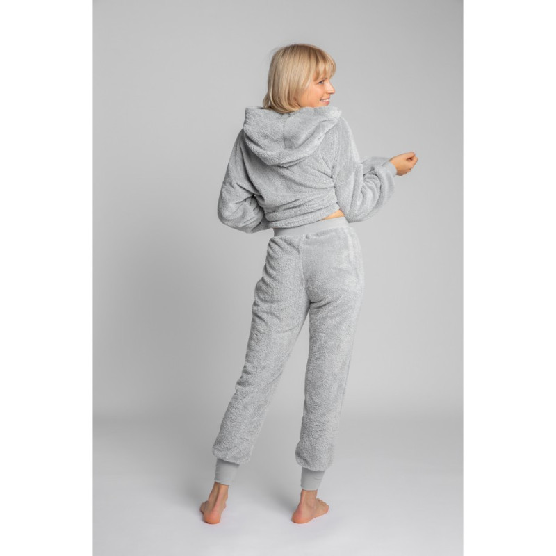 LA004 Pluszowe spodnie joggersy - popielate