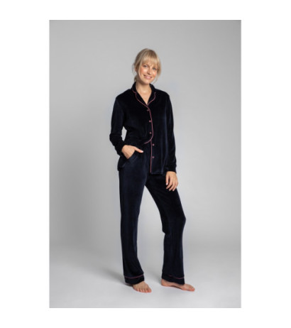 LA008 Welurowe spodnie od piżamy - granatowy