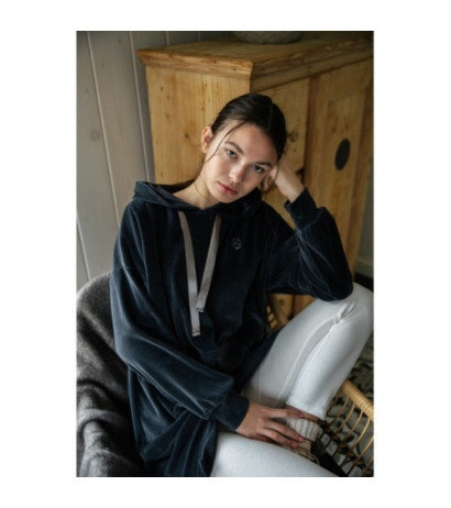 LA010 Welurowa sukienka z kapturem - grafitowa