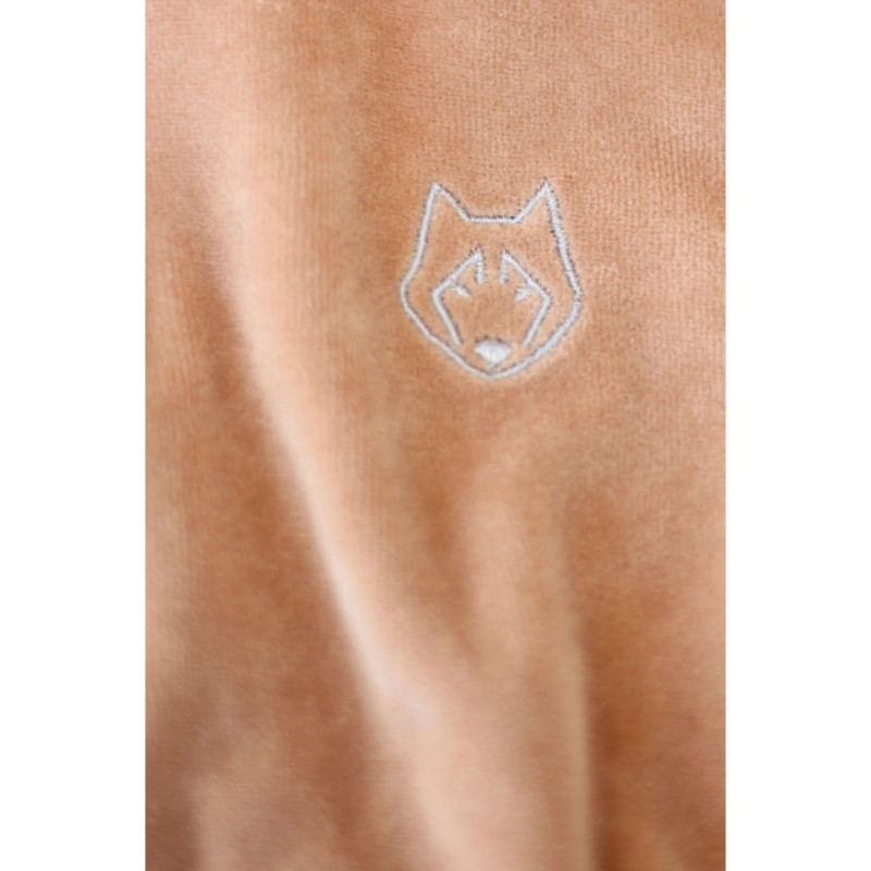 LA012 Welurowe spodnie joggers - beżowe