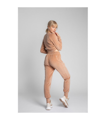 LA012 Welurowe spodnie joggers - beżowe