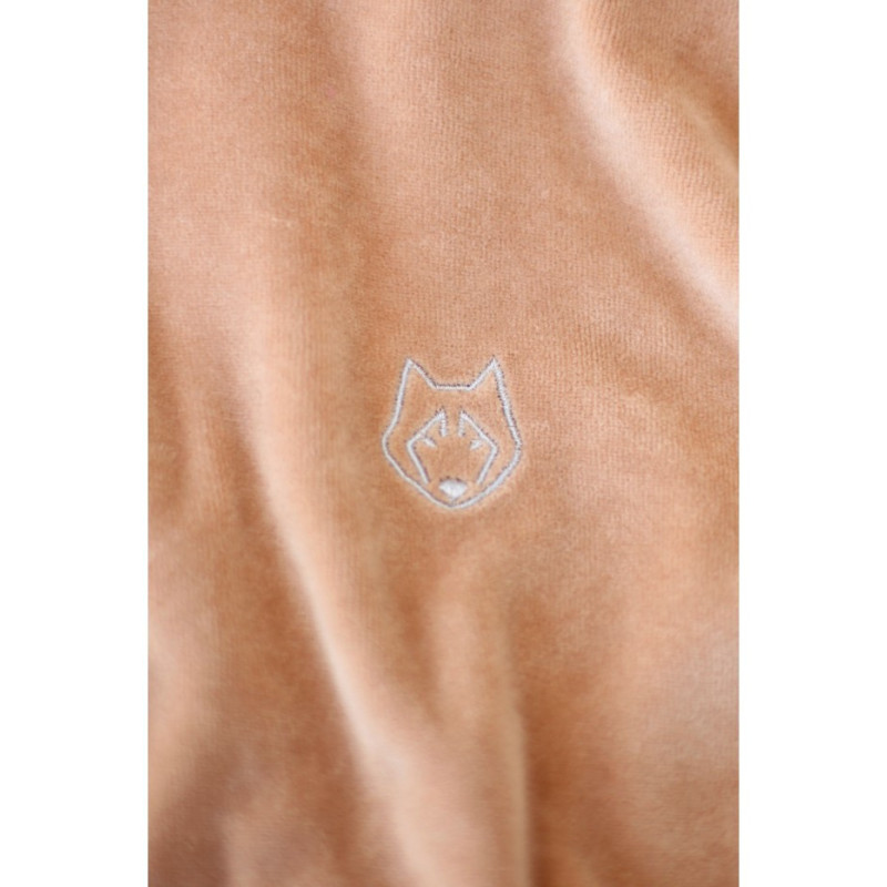 LA013 Welurowa bluza z nietoperzowymi rękawami - beżowa