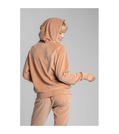 LA013 Welurowa bluza z nietoperzowymi rękawami - beżowa