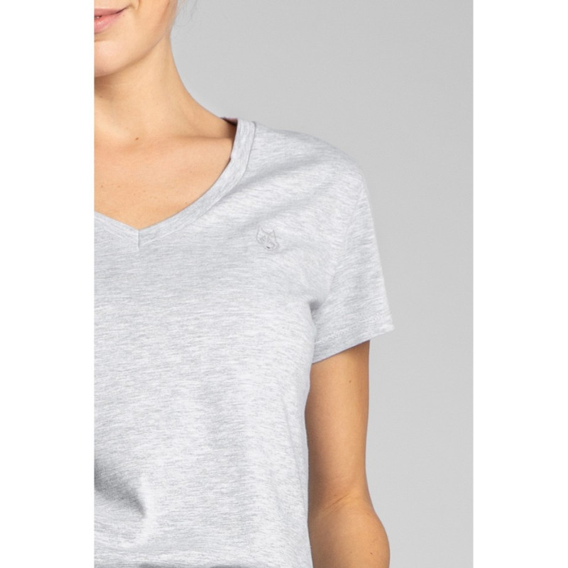 LA014 T-shirt do spania z dekoltem w serek - popielaty