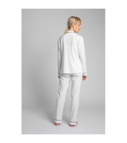 LA019 Bawełniana koszula od piżamy z kołnierzykiem - ecru