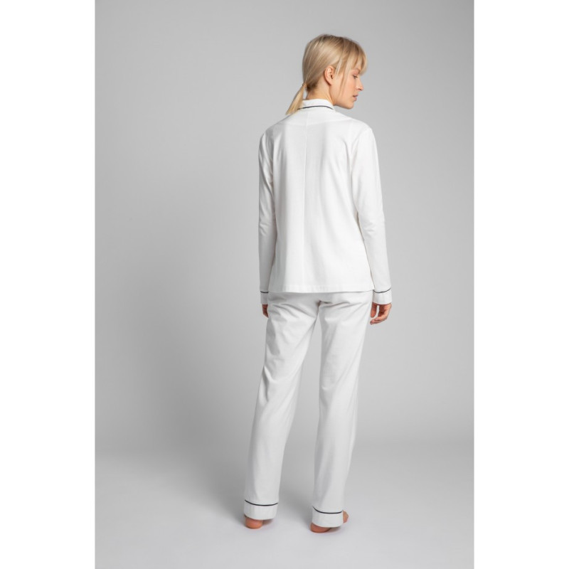 LA019 Bawełniana koszula od piżamy z kołnierzykiem - ecru