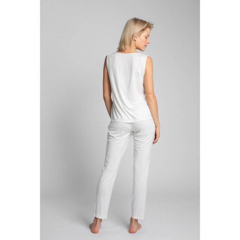 LA022 Top do spania bez rękawów z kieszonką - ecru