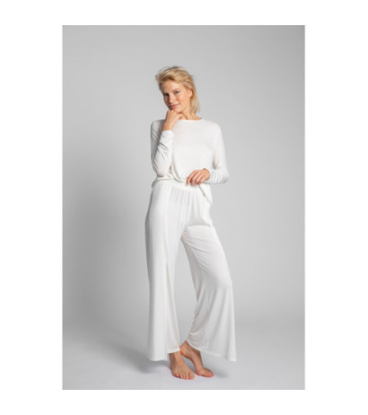 LA026 Spodnie z rozcięciami na nogawkach - ecru