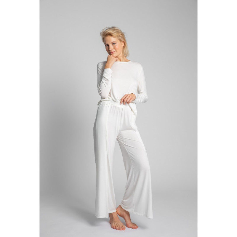 LA026 Spodnie z rozcięciami na nogawkach - ecru