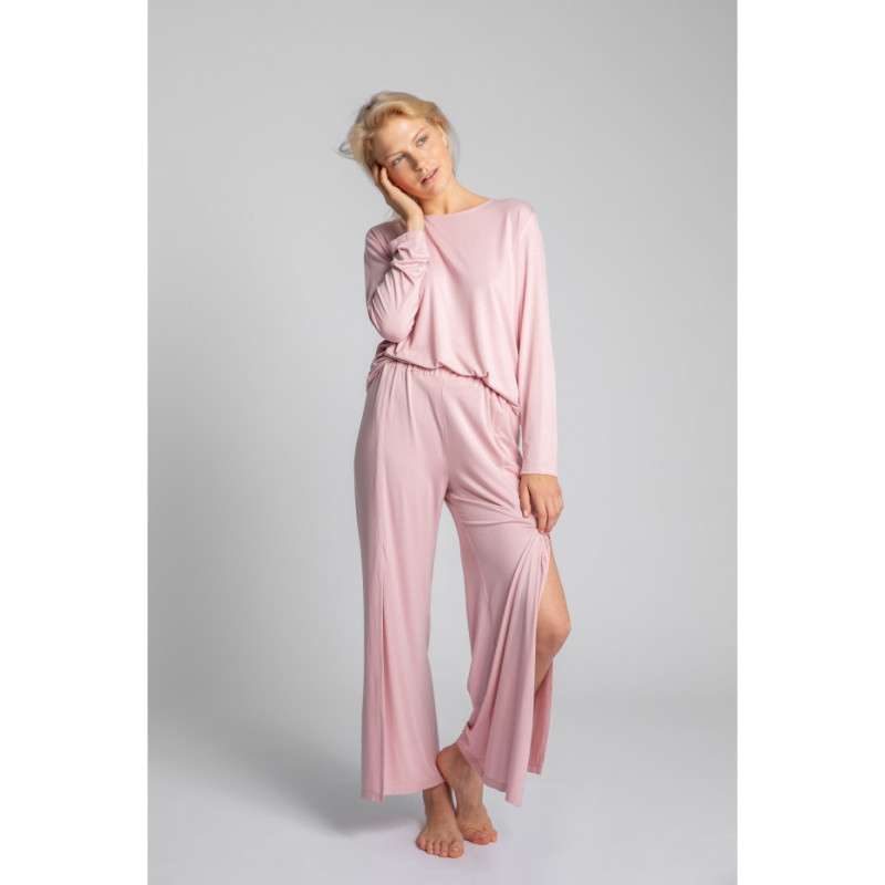 LA026 Spodnie z rozcięciami na nogawkach - różowy