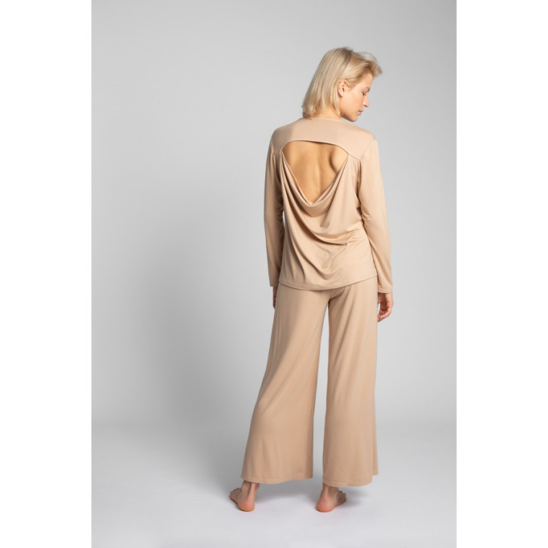 LA027 Bluzka do spania z wycięciem na plecach - cappuccino