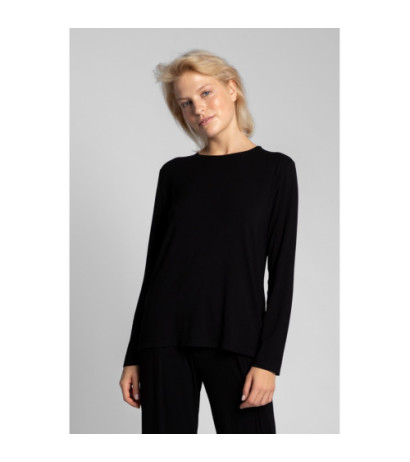 LA027 Bluzka do spania z wycięciem na plecach - czarna