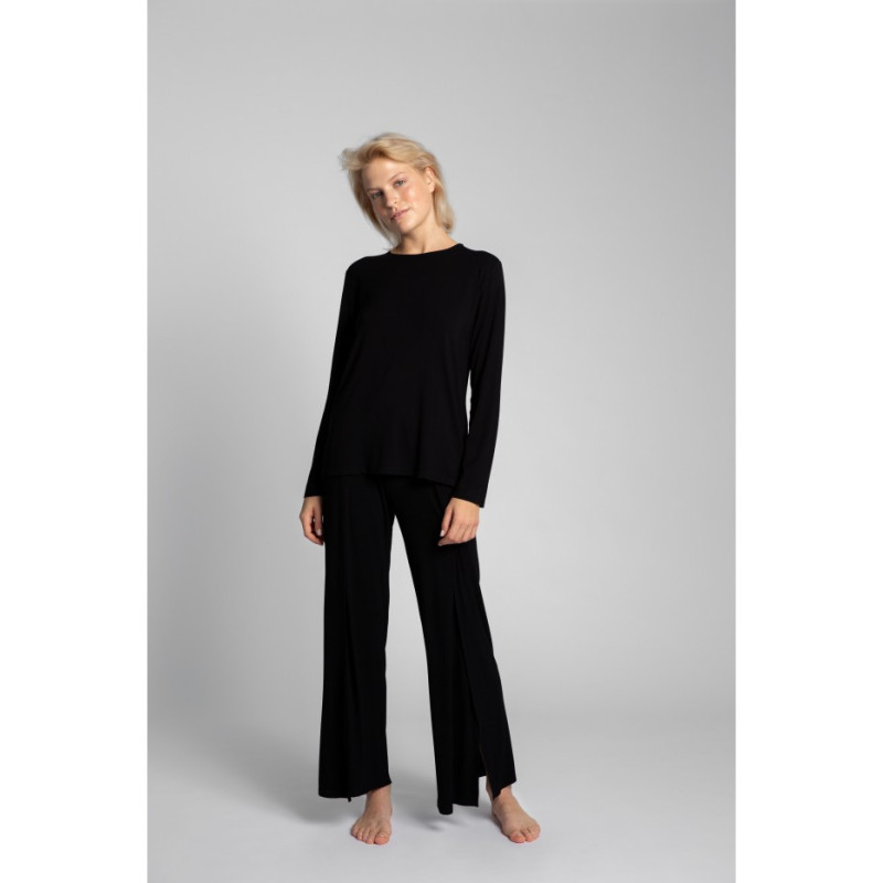 LA027 Bluzka do spania z wycięciem na plecach - czarna