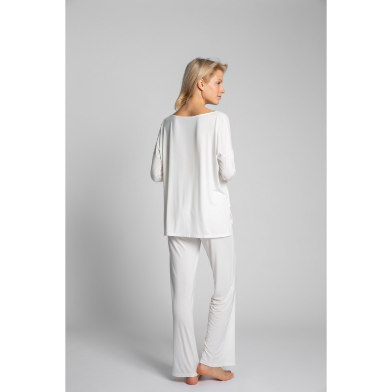 LA029 Wiskozowa bluzka z rozcięciami po bokach - ecru