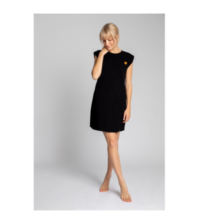 LA033 Sleeveless ribbed cotton dress - black