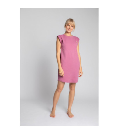 LA033 Sukienka z bawełny prążkowanej bez rękawów - wrzosowa