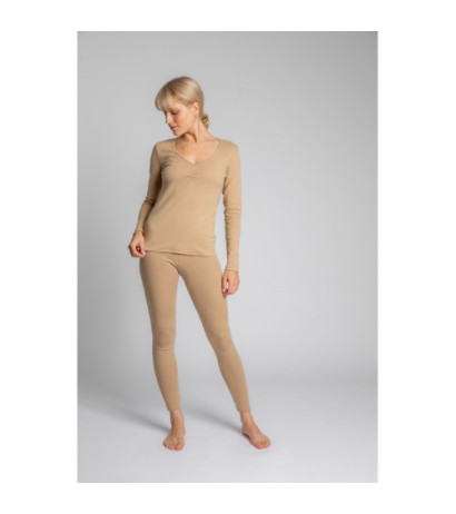 LA034 Bawełniana bluzka z długimi rękawami - cappuccino