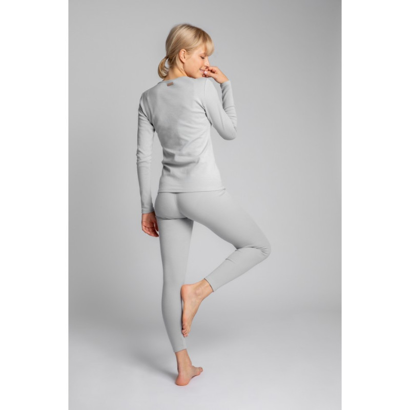 LA034 Bawełniana bluzka z długimi rękawami - popielata