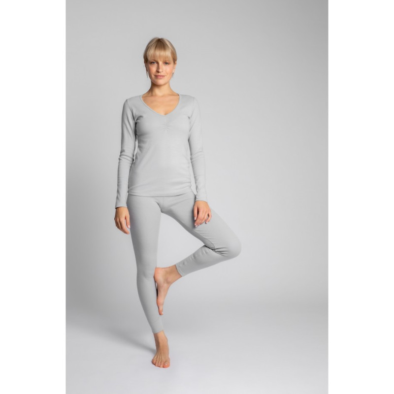 LA034 Bawełniana bluzka z długimi rękawami - popielata