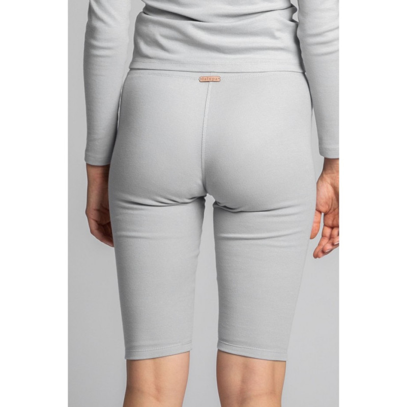 LA036 Bawełniane szorty-kolarki z dzianiny prążkowanej - popielate