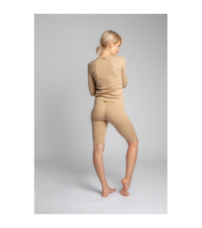 LA038 Bawełniana bluzka z dzianiny prążkowanej - cappuccino