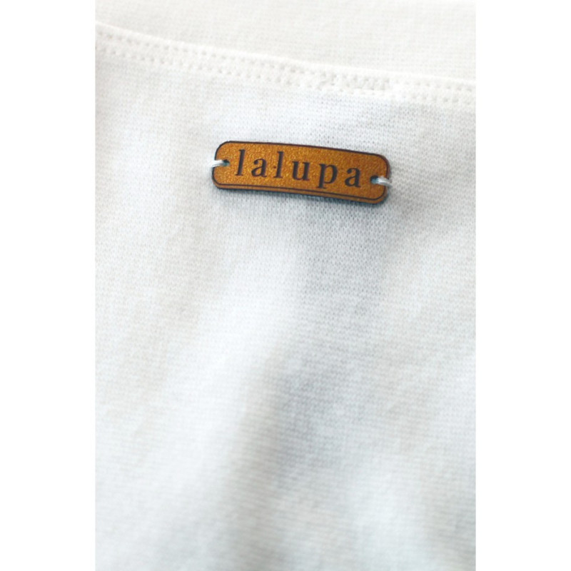 LA039 Bawełniana sukienka z dzianiny prążkowanej - ecru