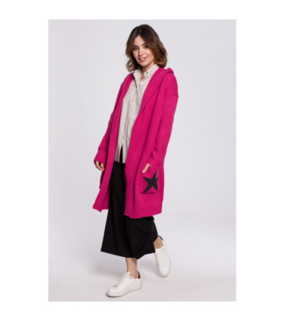 BK063 Kardigan z motywem gwiazdy - fuksja