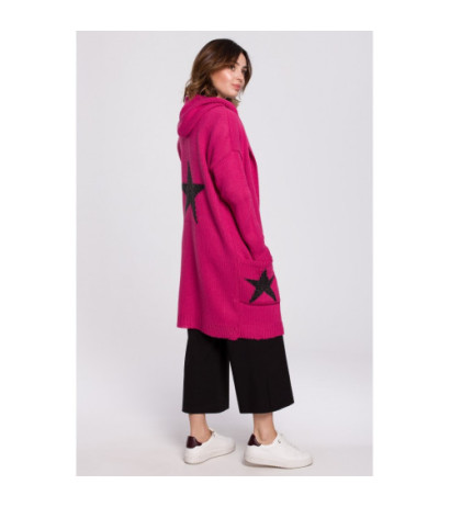 BK063 Kardigan z motywem gwiazdy - fuksja