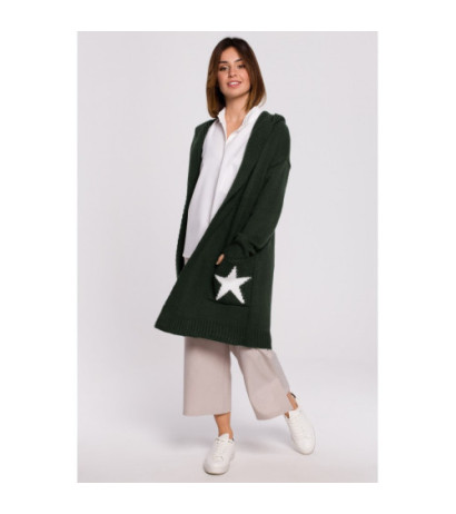 BK063 Kardigan z motywem gwiazdy - khaki