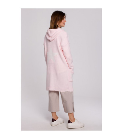 BK063 Kardigan z motywem gwiazdy - cukierkowy róż