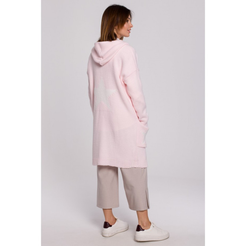 BK063 Kardigan z motywem gwiazdy - cukierkowy róż