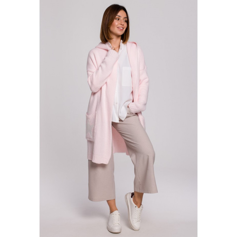 BK063 Kardigan z motywem gwiazdy - cukierkowy róż