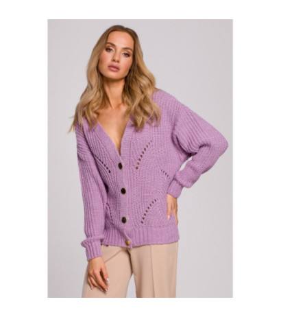 M594 Kardigan Z Ażurowym Wzorem - liliowy