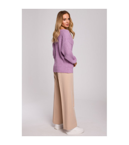 M594 Kardigan Z Ażurowym Wzorem - liliowy