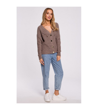 M594 Kardigan Z Ażurowym Wzorem - mokka