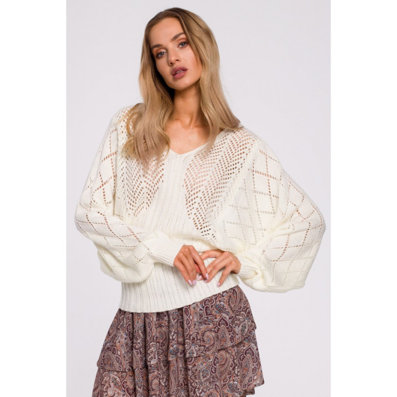 M595 Sweter Z Rękawami Nietoperzowymi - ecru