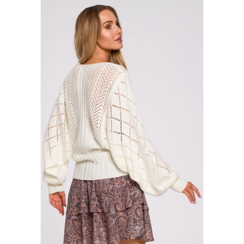 M595 Sweter Z Rękawami Nietoperzowymi - ecru
