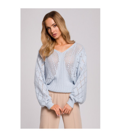 M595 Sweter Z Rękawami Nietoperzowymi - błękitny