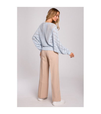 M595 Sweter Z Rękawami Nietoperzowymi - błękitny