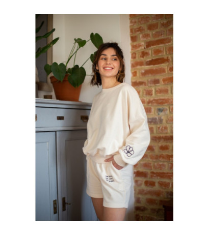 B185 Bluza Z Dekoltem Na Plecach - waniliowa