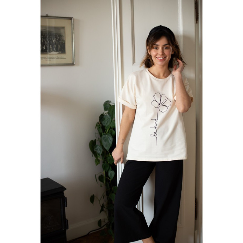 B187 T-shirt z nadrukiem - śmietankowy