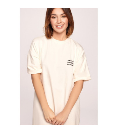 B194 Sukienka t-shirtowa - śmietankowa