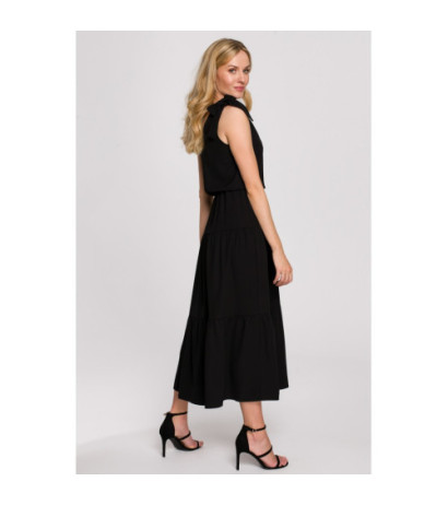 K092 Sukienka z wiązanymi ramiączkami - czarna