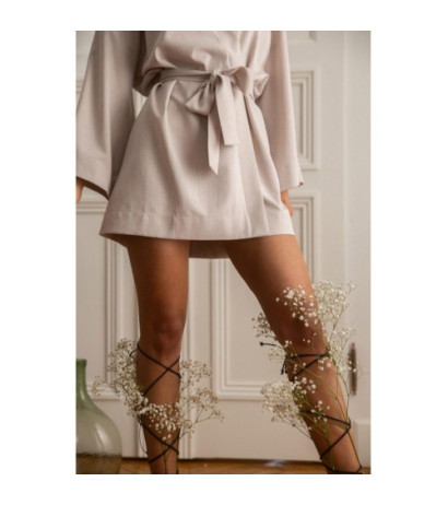 K101 Sukienka kimono z paskiem - beżowa