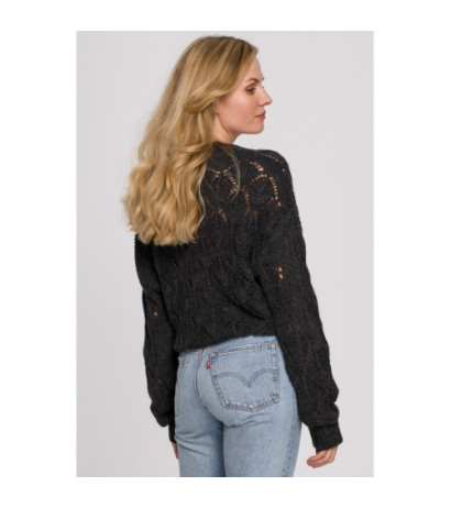 K104 Kardigan krótki na guziki - grafitowy