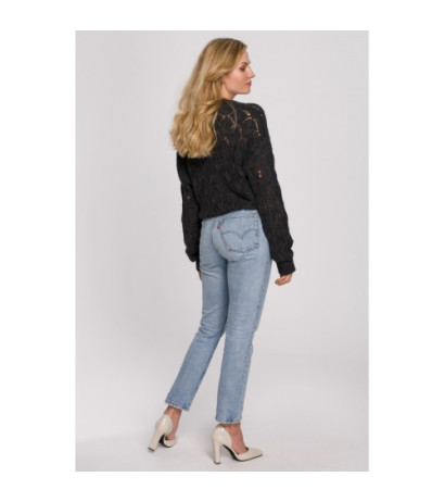 K104 Kardigan krótki na guziki - grafitowy